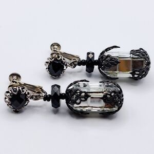 Vintage Miriam Haskell Mirrored Chandelier Clip-On Earrings